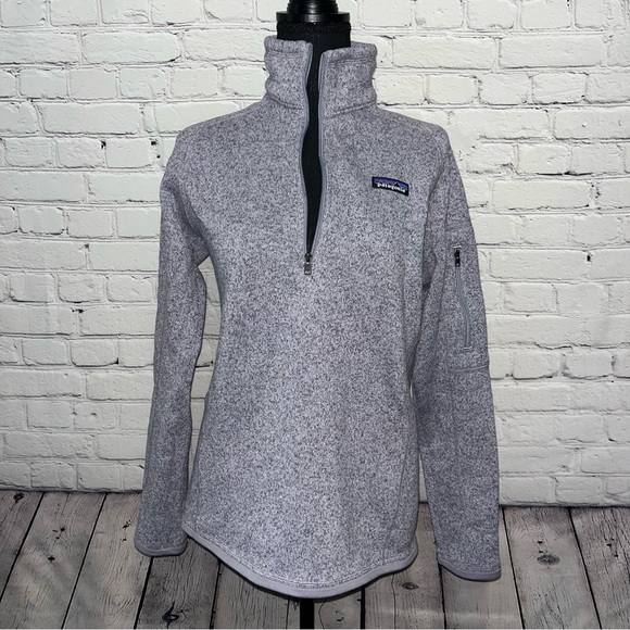 Patagonia Heathered Purple Quarter-Zip Fleece Pullover Sweater Size Medium - Picture 4 of 14